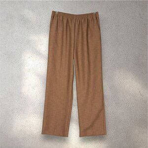 Alfred Dunner Pants Women’s 14P Brown Pull On Elastic Waist Straight Leg Career